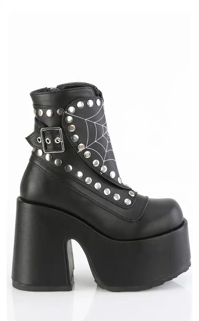 CAMEL-70 Black Vegan Ankle Boots-Demonia-Tragic Beautiful