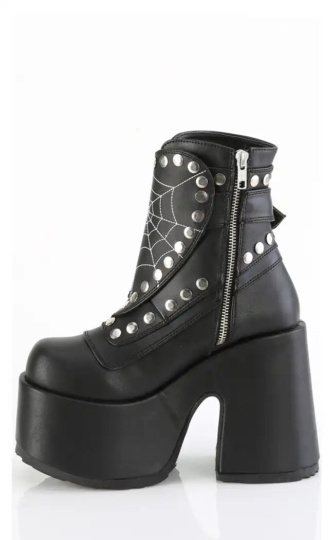 CAMEL-70 Black Vegan Ankle Boots-Demonia-Tragic Beautiful