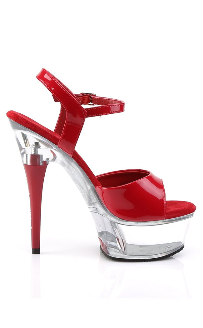 CAPTIVA-609 Red Pat/Clr Heels-Pleaser-Tragic Beautiful