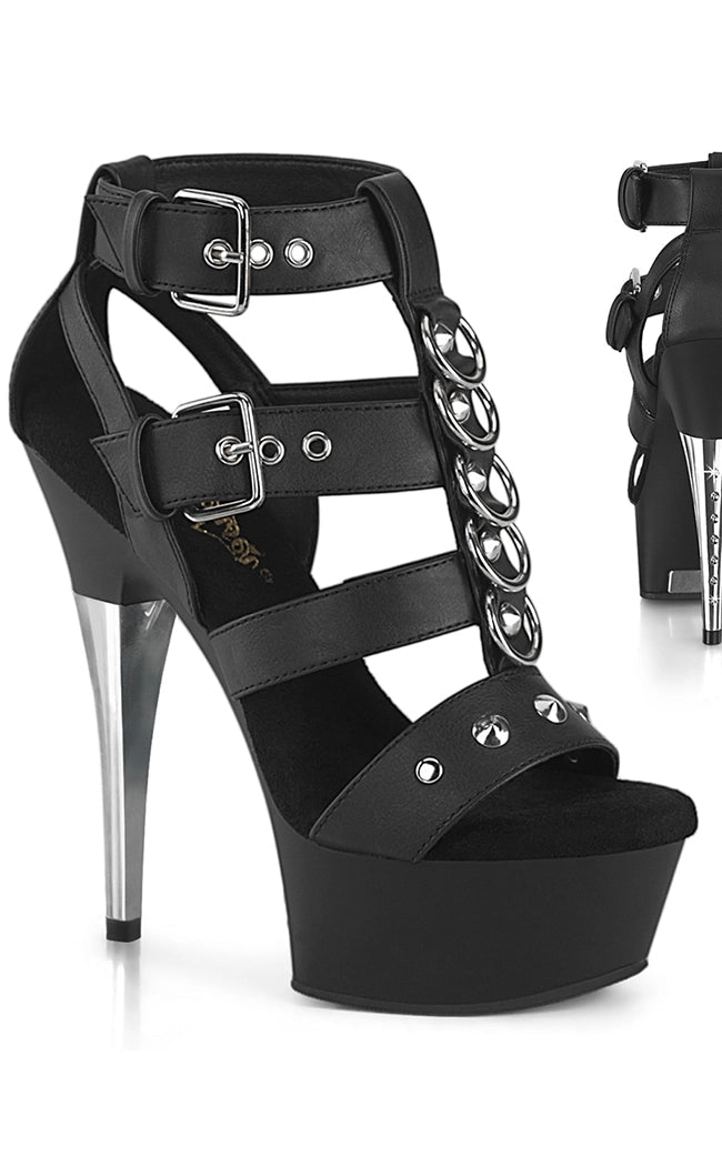 CAPTIVA-658 Black Vegan Leather Heels