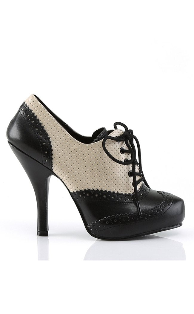 CUTIEPIE-14 Cream Black Oxford Heels-Pin Up Couture-Tragic Beautiful