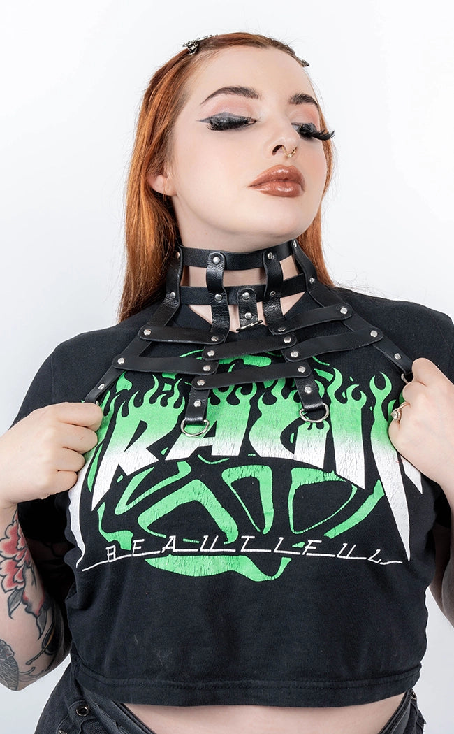 Caged In Neck Harness Choker-Cold Black Heart-Tragic Beautiful