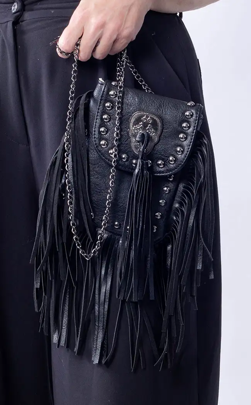 Calavera Tassel Bag-Gothic Accessories-Tragic Beautiful