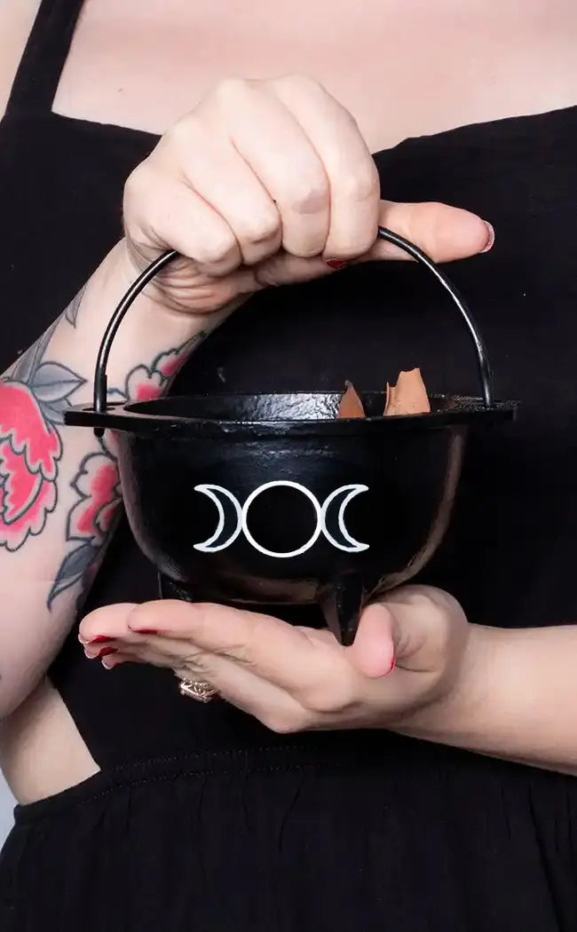 Cast Iron Tripod Cauldron | Triple Moon-Cauldrons-Tragic Beautiful