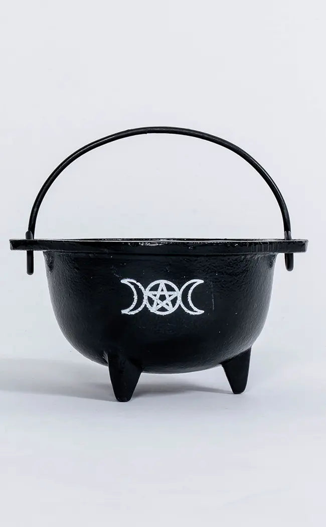 Cast Iron Tripod Cauldron | Triple Moon Pentacle