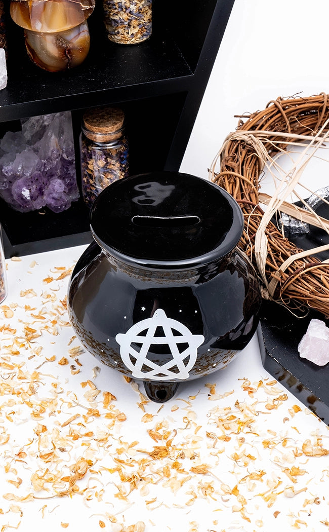 Cauldron Pentagram Money Box-Homewares-Tragic Beautiful