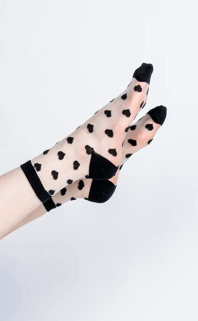 Corazon Sheer Crew Socks-Gothic Hosiery-Tragic Beautiful