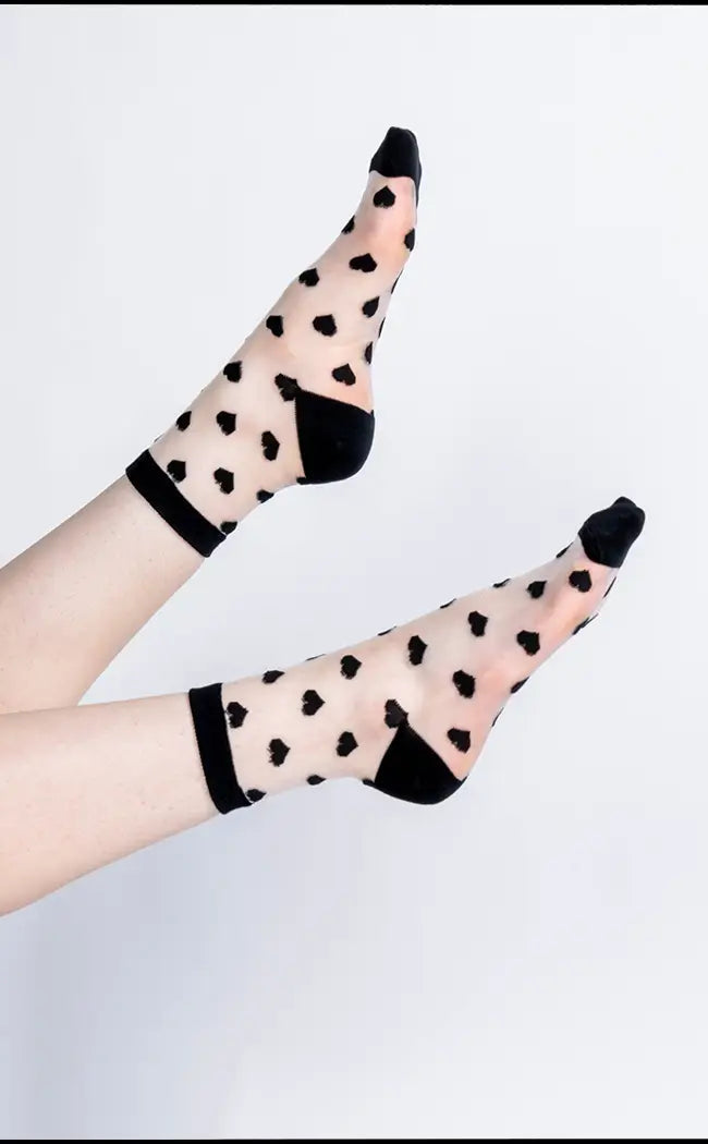 Corazon Sheer Crew Socks-Gothic Hosiery-Tragic Beautiful