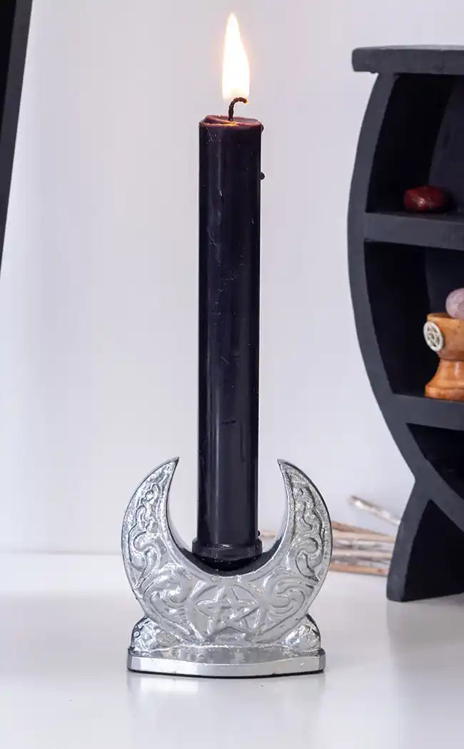 Crescent Moon Candle Holder | Silver-Candles-Tragic Beautiful