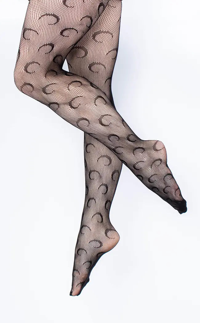 Crescent Moon Tights | Black-TB-Tragic Beautiful