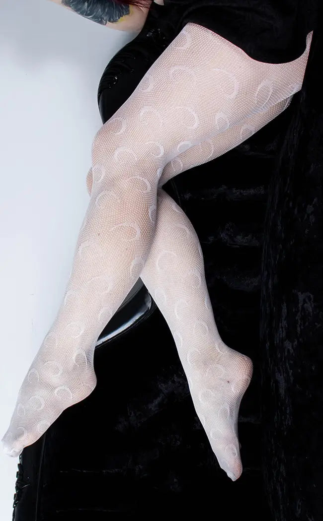 Crescent Moon Tights | White-TB-Tragic Beautiful