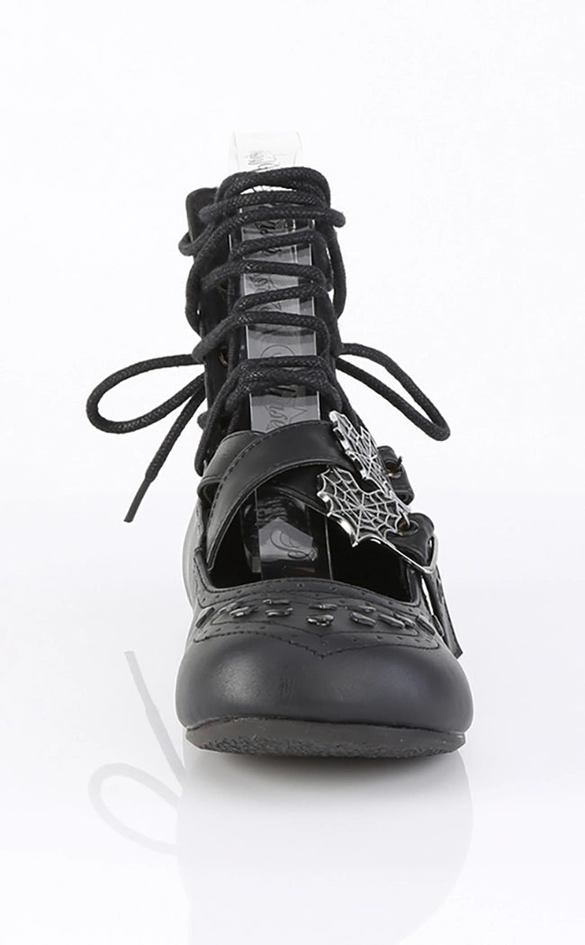 DAISY-11 Black Vegan Leather Strappy Flats