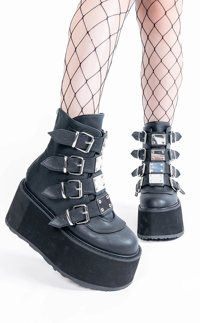 Goth Punk Buckle Straps Demonia Swing 105 Size DAMNED-105 Black Matte Flatform Ankle Boots Shop Demonia Australia
