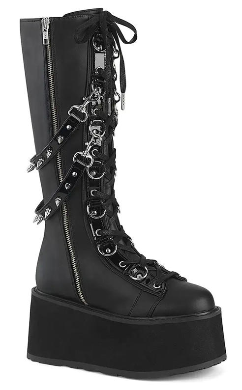 DAMNED-220 Black Vegan Leather Boots-Demonia-Tragic Beautiful