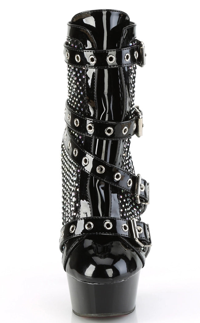 DELIGHT-1013RM Black RS Mesh Ankle Boots-Pleaser-Tragic Beautiful