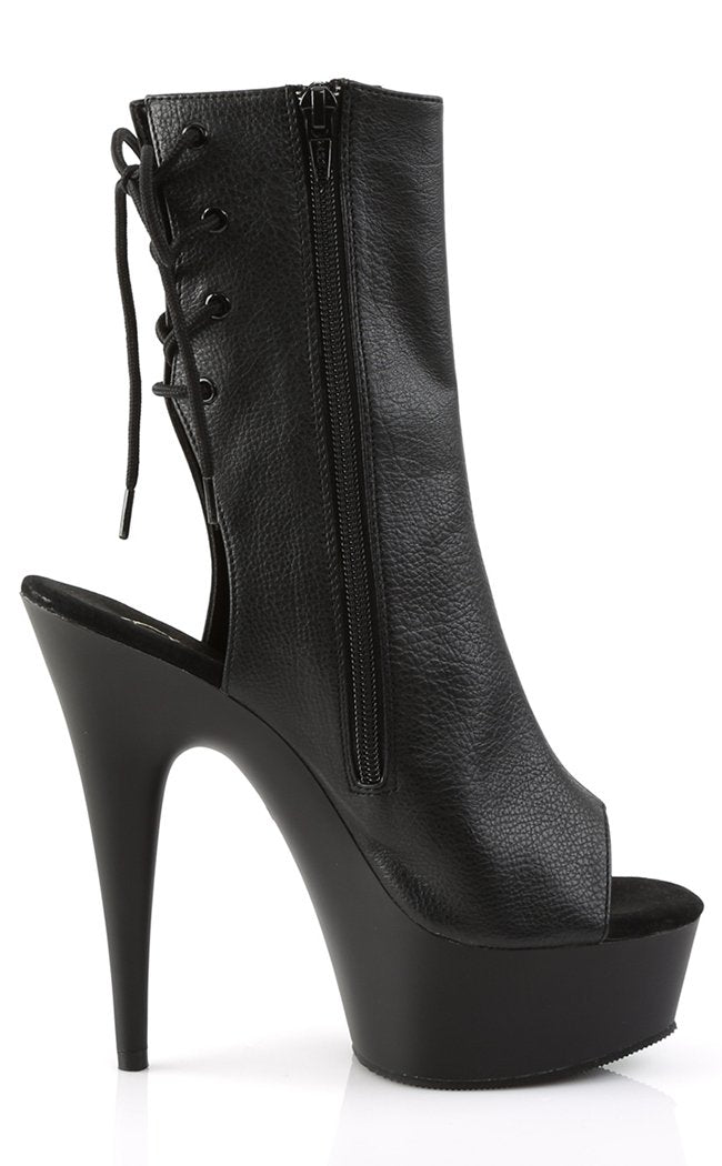 DELIGHT-1018 Black Faux Leather Ankle Boots-Pleaser-Tragic Beautiful