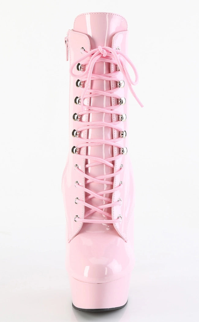 DELIGHT-1020 Baby Pink Patent Ankle Boots