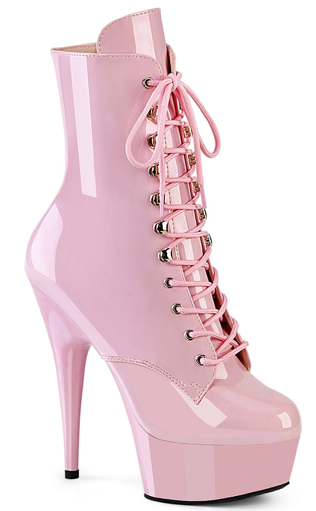 DELIGHT-1020 Baby Pink Patent Ankle Boots