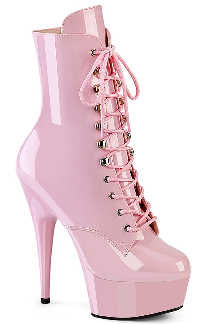 DELIGHT-1020 Baby Pink Patent Ankle Boots-Pleaser-Tragic Beautiful