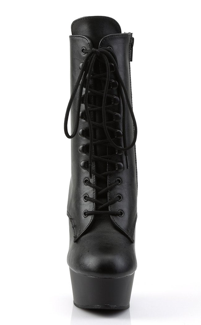 DELIGHT-1020 Black Faux Leather Ankle Boots-Pleaser-Tragic Beautiful