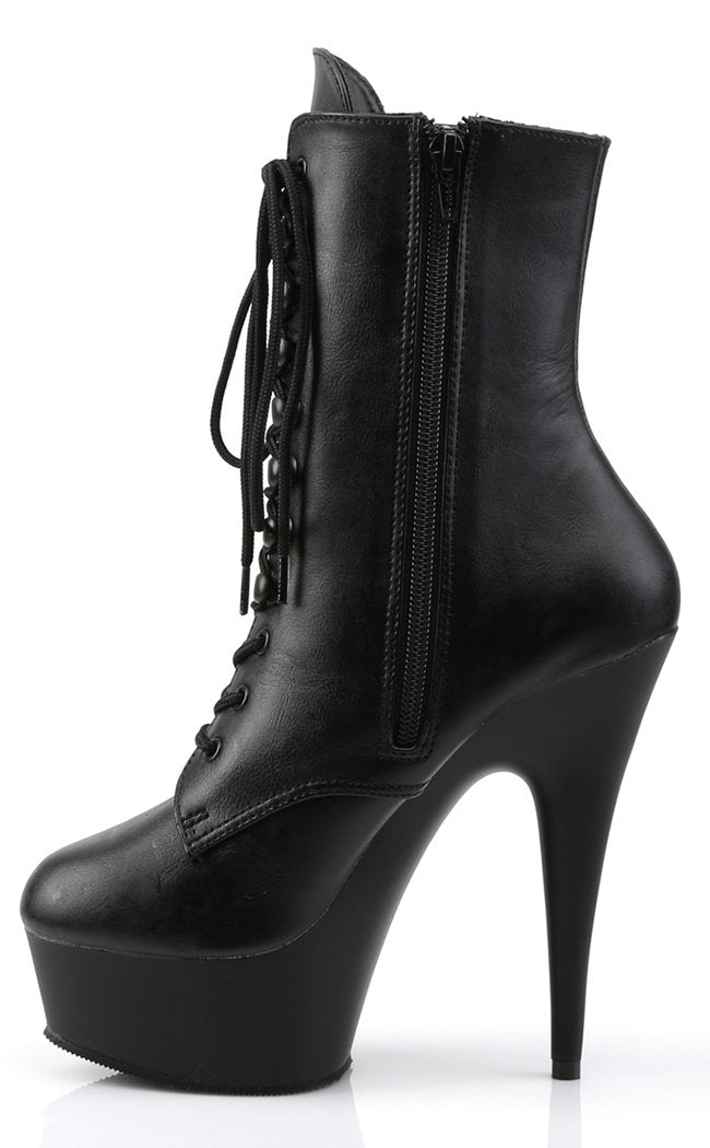 DELIGHT-1020 Black Faux Leather Ankle Boots-Pleaser-Tragic Beautiful