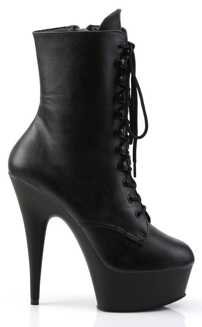 DELIGHT-1020 Black Faux Leather Ankle Boots-Pleaser-Tragic Beautiful