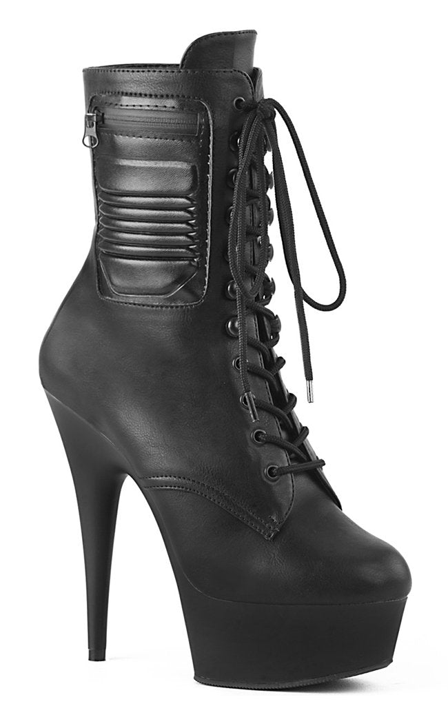 DELIGHT-1020PK Black Matte Ankle Boots-Pleaser-Tragic Beautiful