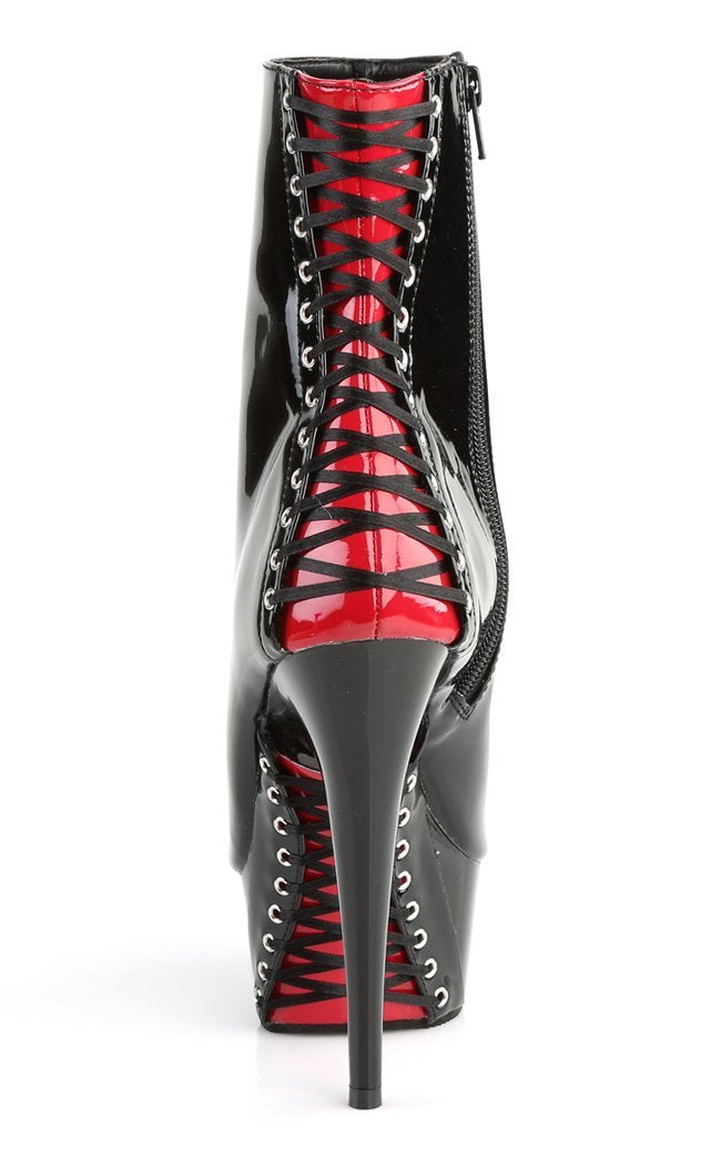 DELIGHT-1025 Blk-Red Pat/Blk Ankle Boots-Pleaser-Tragic Beautiful