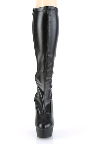 DELIGHT-2000 Black / Black Matte Knee High Boots-Pleaser-Tragic Beautiful