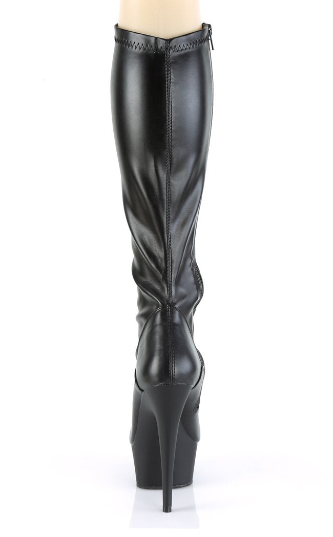 DELIGHT-2000 Black / Black Matte Knee High Boots-Pleaser-Tragic Beautiful