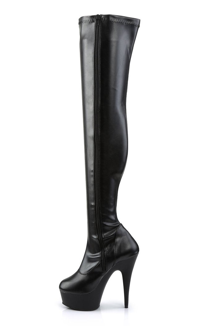 DELIGHT-3000 Black / Black Matte Thigh High Boots-Pleaser-Tragic Beautiful