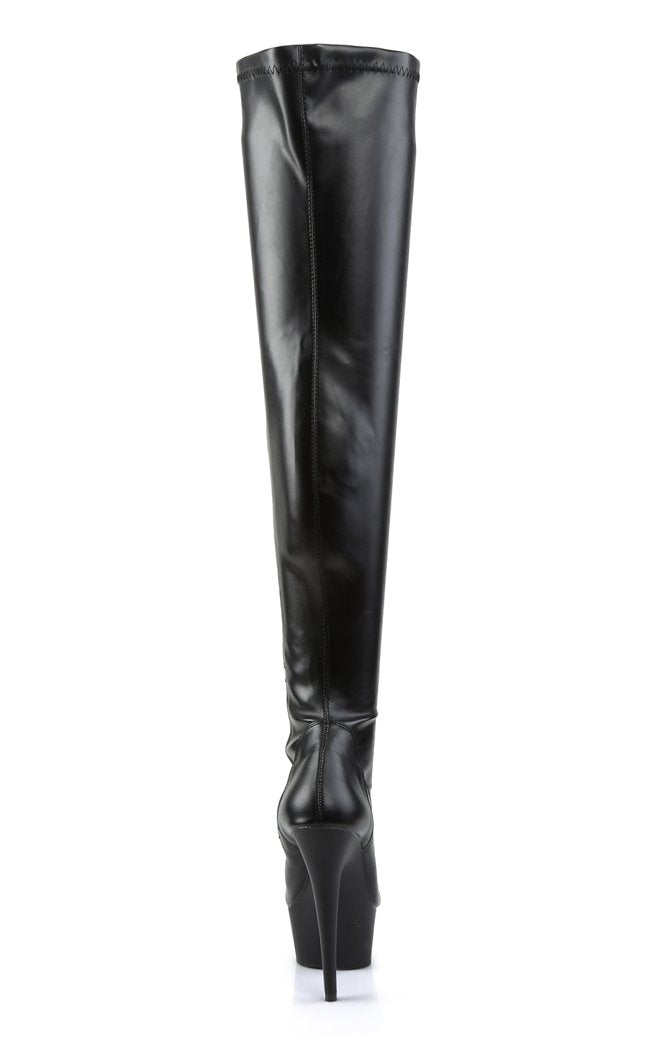 DELIGHT-3000 Black / Black Matte Thigh High Boots-Pleaser-Tragic Beautiful