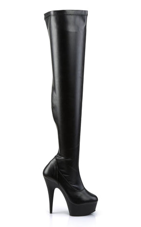 DELIGHT-3000 Black / Black Matte Thigh High Boots-Pleaser-Tragic Beautiful