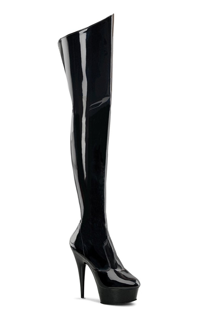 DELIGHT-3010 Black Thigh High Boots-Pleaser-Tragic Beautiful