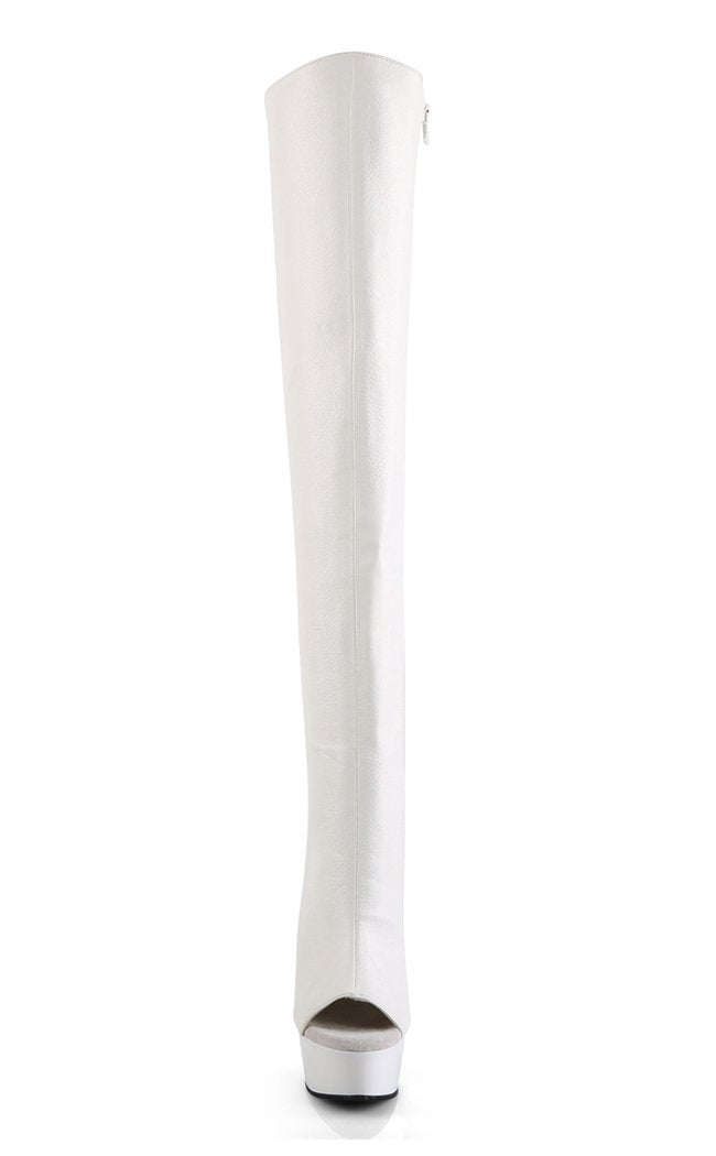 DELIGHT-3019 White Thigh High Boots-Pleaser-Tragic Beautiful