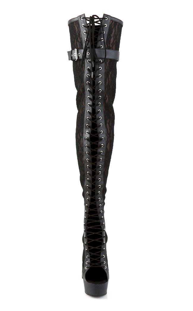 DELIGHT-3025ML Black / Black Matte Thigh High Boots-Pleaser-Tragic Beautiful