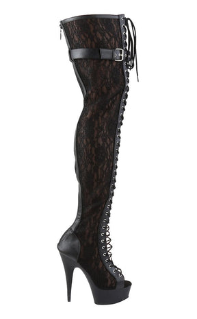 DELIGHT-3025ML Black / Black Matte Thigh High Boots-Pleaser-Tragic Beautiful