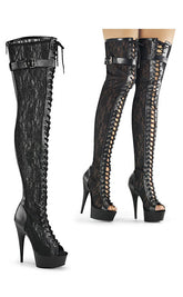 DELIGHT-3025ML Black / Black Matte Thigh High Boots-Pleaser-Tragic Beautiful
