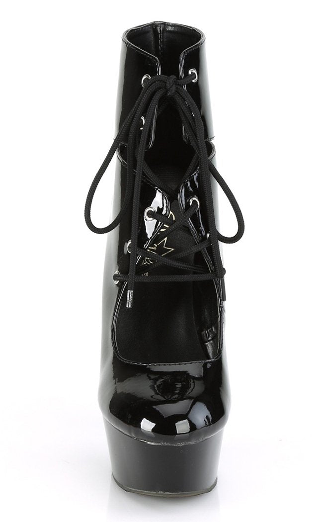 DELIGHT-600-22 Black Patent/Black Heels-Pleaser-Tragic Beautiful