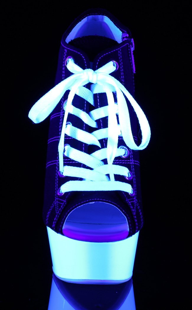 DELIGHT-600SK-01 Black Canvas Heels-Pleaser-Tragic Beautiful