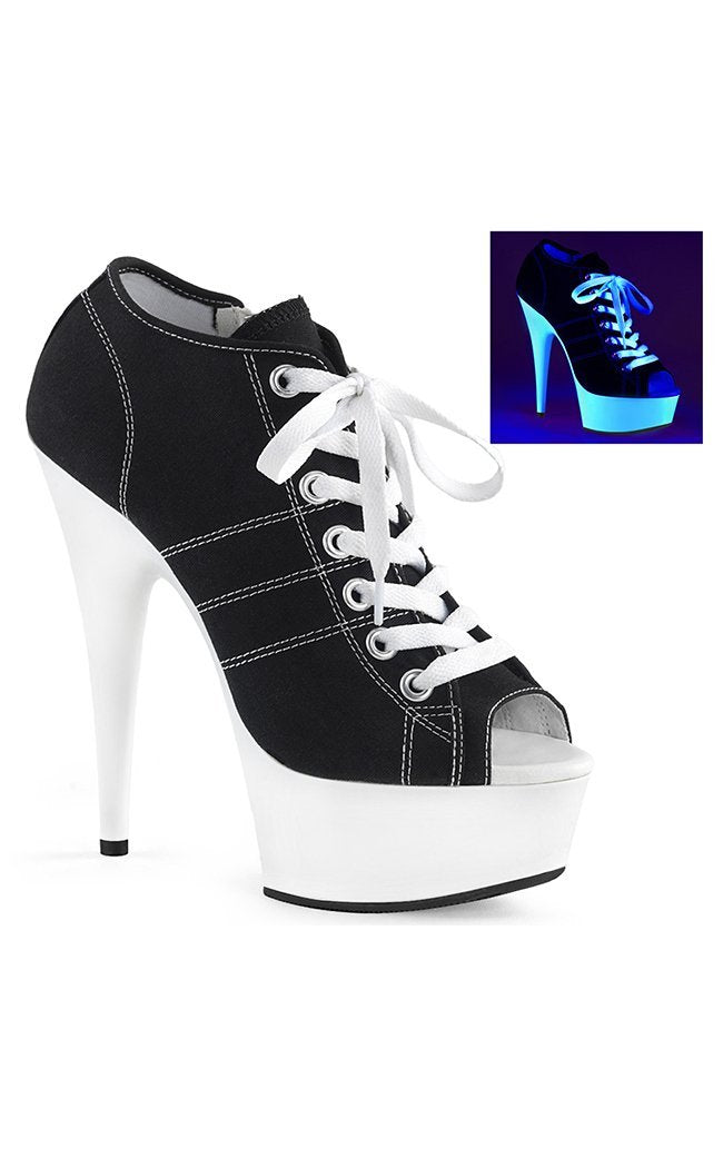 DELIGHT-600SK-01 Black Canvas Heels-Pleaser-Tragic Beautiful