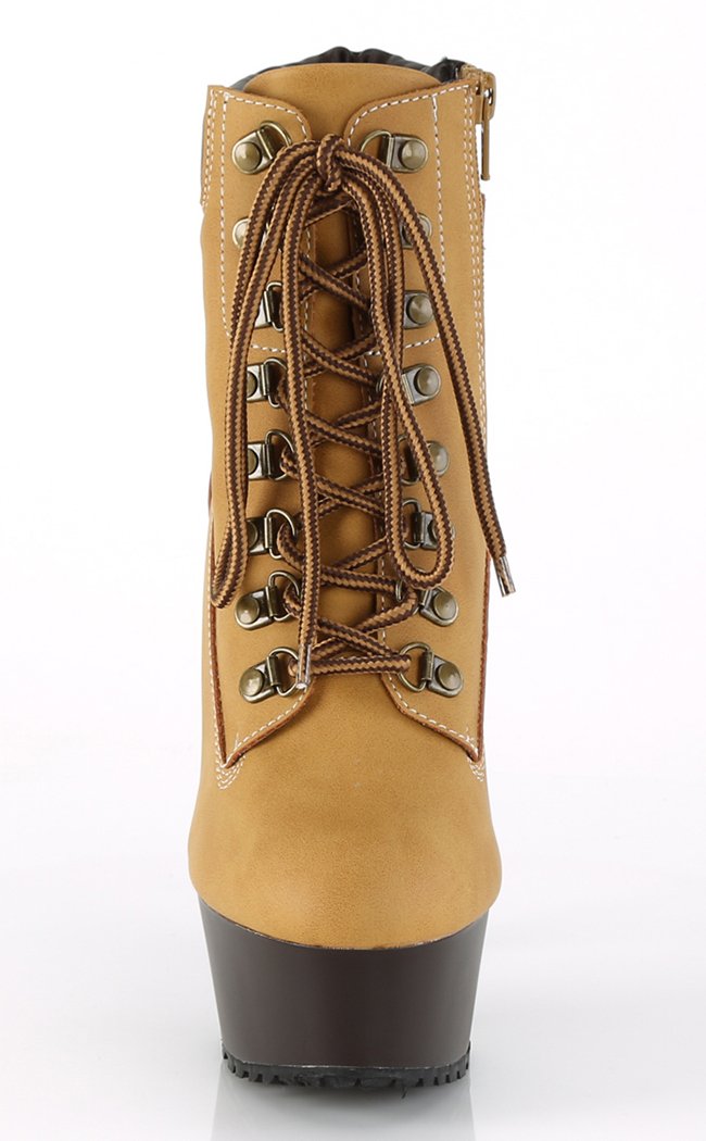 DELIGHT-600TL-02 Tan Nubuck Faux Leather Ankle Boots-Pleaser-Tragic Beautiful