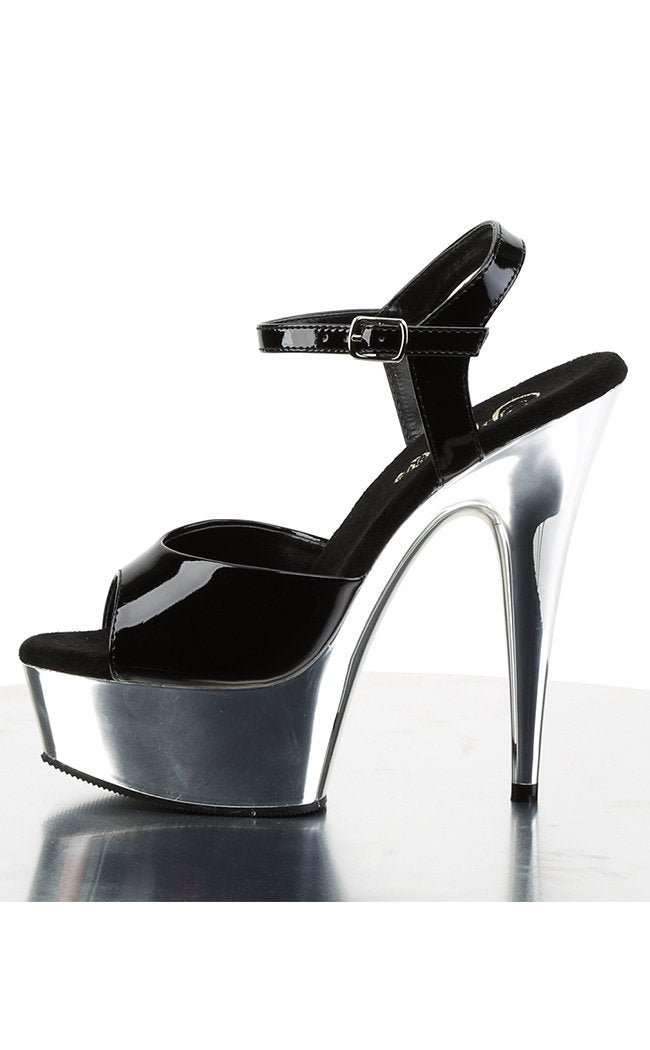 DELIGHT-609 Blk/Slv Chrome Heels-Pleaser-Tragic Beautiful