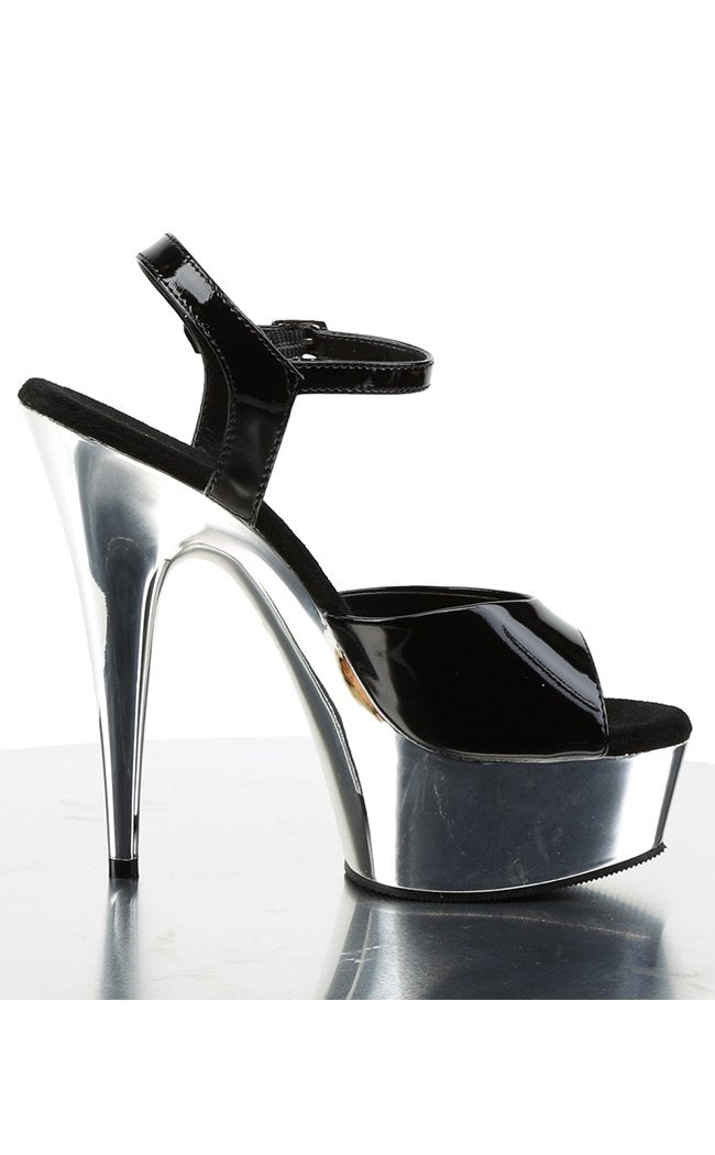 DELIGHT-609 Blk/Slv Chrome Heels-Pleaser-Tragic Beautiful