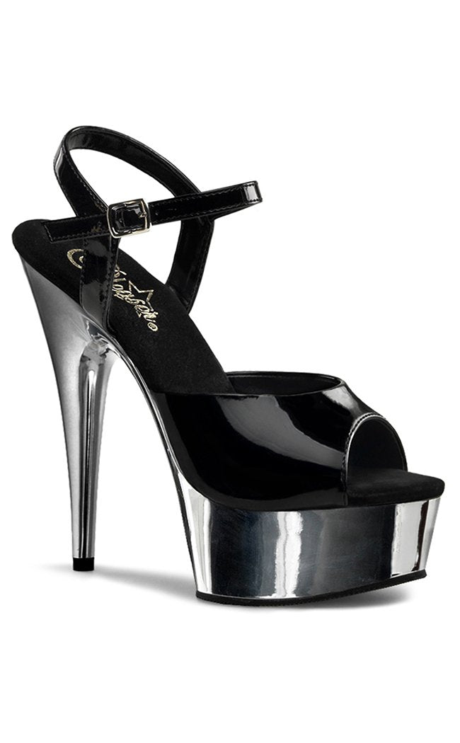 DELIGHT-609 Blk/Slv Chrome Heels-Pleaser-Tragic Beautiful