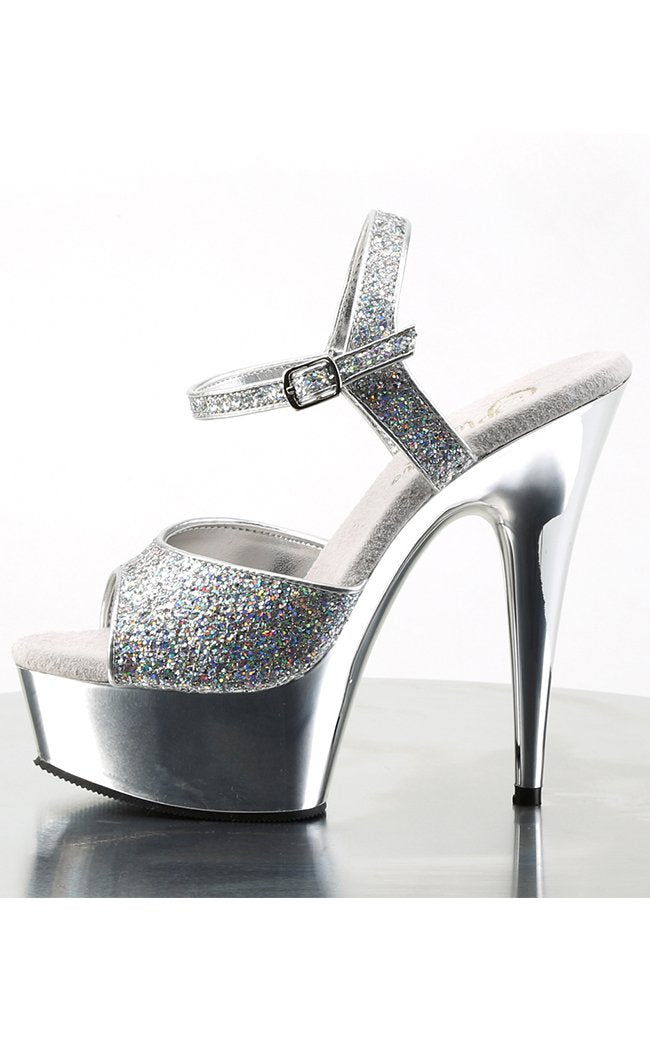 DELIGHT-609G Slv Multi Gltr/Slv Chrome Heels-Pleaser-Tragic Beautiful