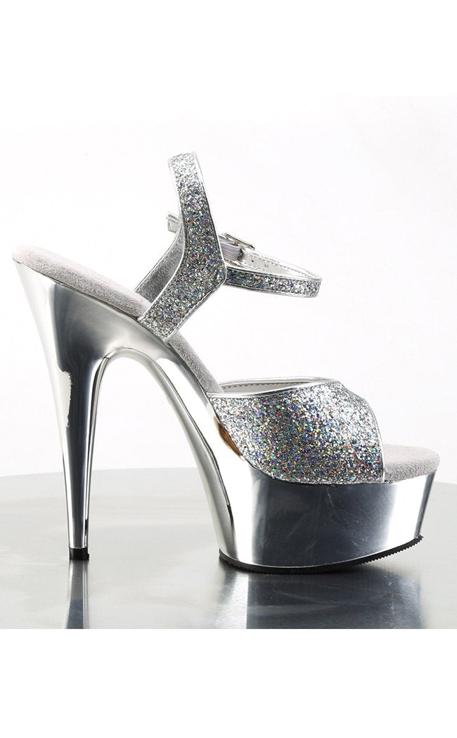 DELIGHT-609G Slv Multi Gltr/Slv Chrome Heels-Pleaser-Tragic Beautiful