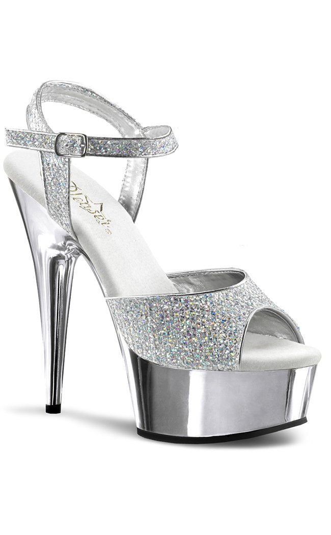 DELIGHT-609G Slv Multi Gltr/Slv Chrome Heels-Pleaser-Tragic Beautiful