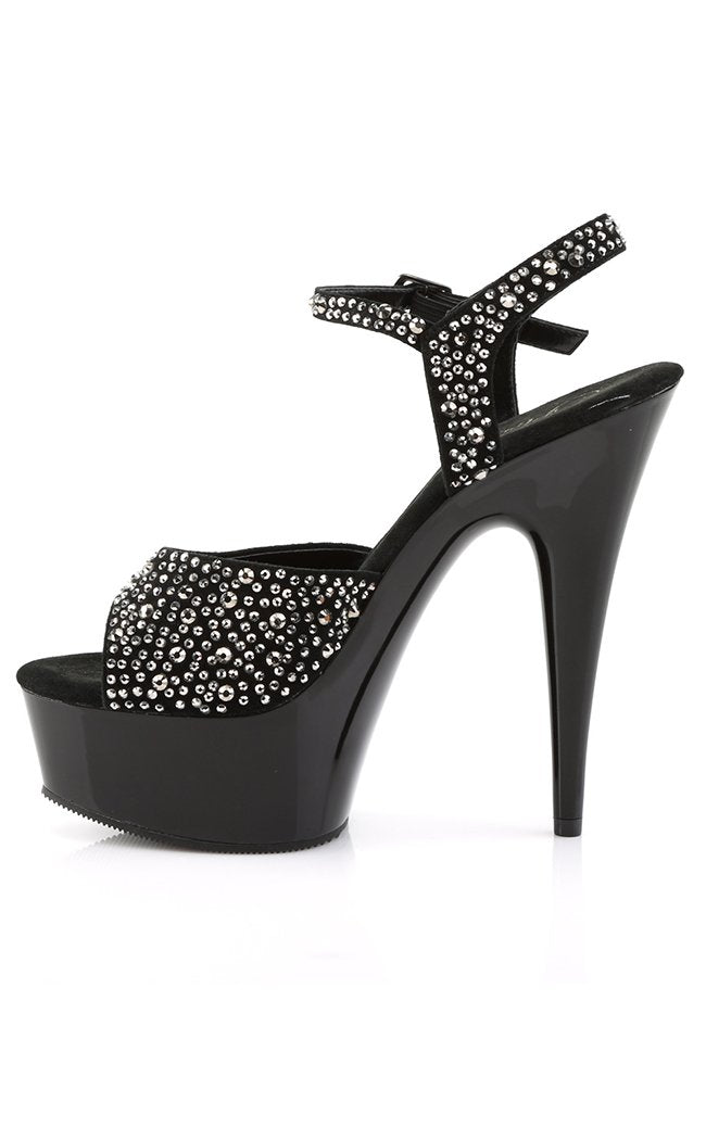 DELIGHT-609RS Black / Pewter Heels-Pleaser-Tragic Beautiful