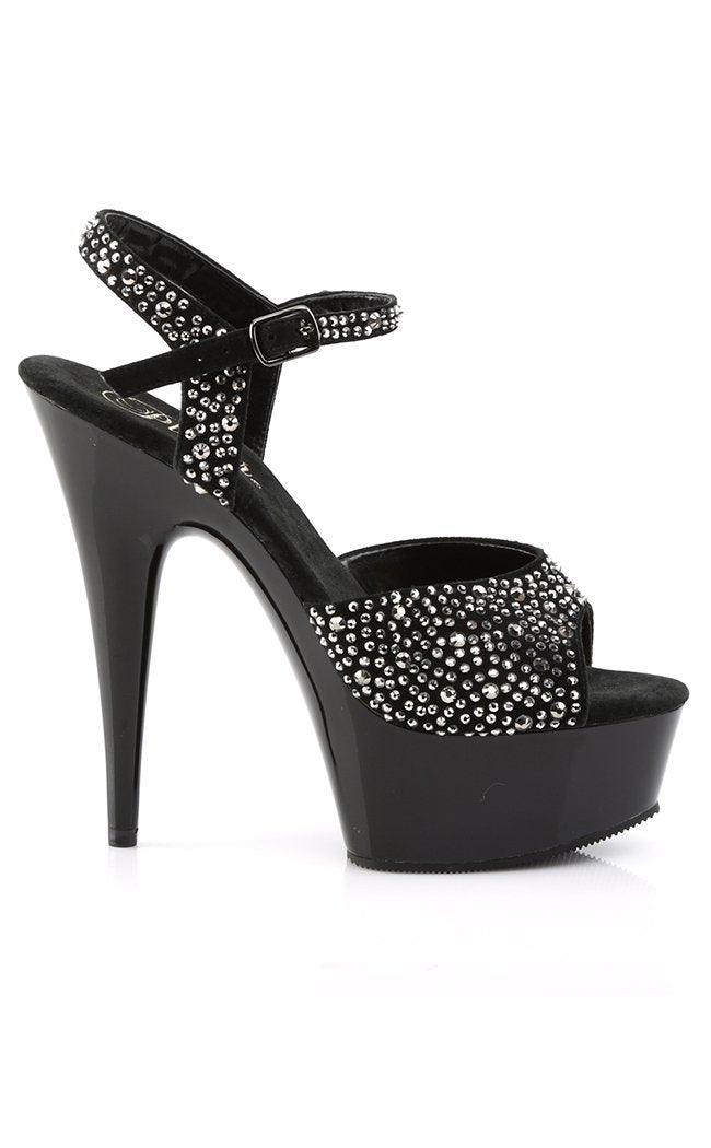 DELIGHT-609RS Black / Pewter Heels-Pleaser-Tragic Beautiful